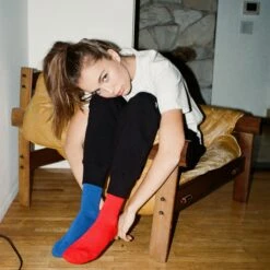 Red And Blue Mismatched Crew Socks 9 Red And Blue Mismatched Crew Socks -Clothing Store 000027530026