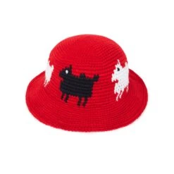 Warm & Wonderful Crocheted Bucket Hat -Clothing Store 09 SEP02 RB HAT BUCKET RED BACK