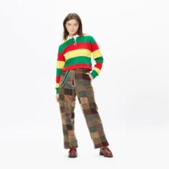 Red, Yellow, And Green Stripe Cropped Rugby -Clothing Store 1500 0013 Shot23 006