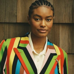 Women's Croquet Stripe Double-Breasted Diana Blazer -Clothing Store 1 8