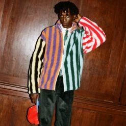 Mixed Stripe Sherpa Fleece 17 Mixed Stripe Sherpa Fleece -Clothing Store 231108231108030033