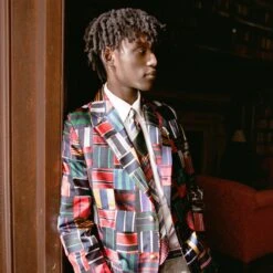 Men's Tie Patchwork Jacket -Clothing Store 231108231108090032