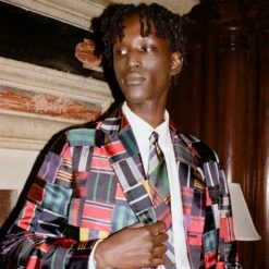 Men's Tie Patchwork Jacket -Clothing Store 231108231108100015