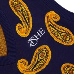Ashe Paisley Sweater Vest 9 Ashe Paisley Sweater Vest -Clothing Store AA SWEATER VEST NAVY D