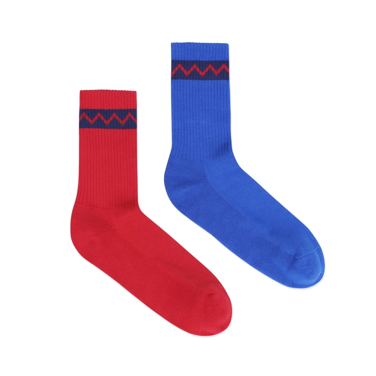Red And Blue Mismatched Crew Socks 3 Red And Blue Mismatched Crew Socks