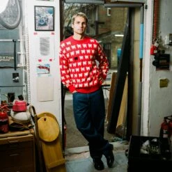 Warm & Wonderful Men's "Diana Edition" Cotton Sheep Sweater -Clothing Store color diana red 5 88115824 e357 4886 9613 110d95bbc565