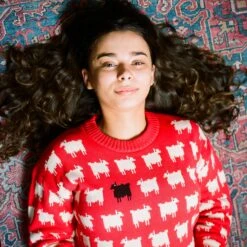 Warm & Wonderful Women's Fitted "Diana Edition" Cotton Sheep Sweater -Clothing Store color diana red 5 bc59cf52 2390 448b 8218 985fd7a14202