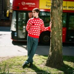 Warm & Wonderful Men's "Diana Edition" Cotton Sheep Sweater -Clothing Store color diana red 7 13b1696a 6c0f 42ef a611 dfe5e1f03f2a