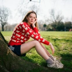 Warm & Wonderful Women's Fitted "Diana Edition" Cotton Sheep Sweater -Clothing Store color diana red 8 3a9b1fab 9216 4968 8e72 55cdd7533830