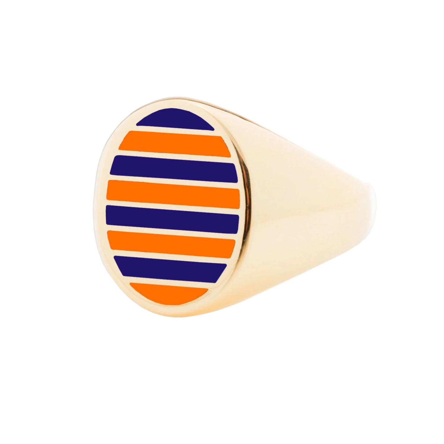 Jessica Biales Orange And Navy Collegiate Signet Ring 3 Jessica Biales Orange And Navy Collegiate Signet Ring