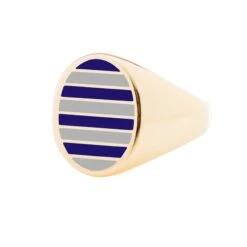 Jessica Biales Gray And Navy Collegiate Signet Ring