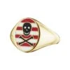 Jessica Biales Red & White Enamel Skull & Crossbones Signet Ring -Clothing Store color gold 1 92f0fd9d 9457 4814 83e0 c24055c64703