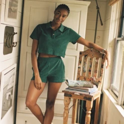 Women's Cropped Terry Cloth Polo 24 Women's Cropped Terry Cloth Polo -Clothing Store color green 4 c072f4c8 00f8 4fa9 8b8c 3e069db61107