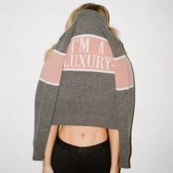 Gyles & George Women's "I'm A Luxury" Sweater 41 Gyles & George Women's "I'm A Luxury" Sweater -Clothing Store color grey 10