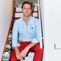 Men's Cotton Trim Fit Twill Trousers -Clothing Store color red 4 11bf90b9 3b35 4b24 842a 146756fad149