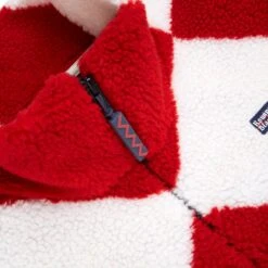 Harlequin Deep-Pile Sherpa "Jockey" Fleece -Clothing Store color red cream 3