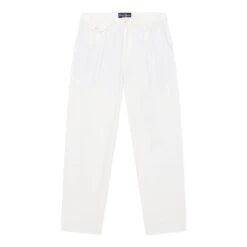 Men's Pleated Relaxed Fit Cotton Twill Trousers -Clothing Store color white 1 01d2541f 6135 421d a61a 984db0e3f7a9